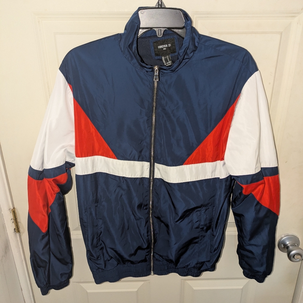 Forever 21 Men's Navy and Red Colorblock Jacket